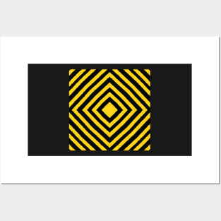 HIGHLY Visible Yellow and Black Line Kaleidoscope pattern (Seamless) 4 Posters and Art
